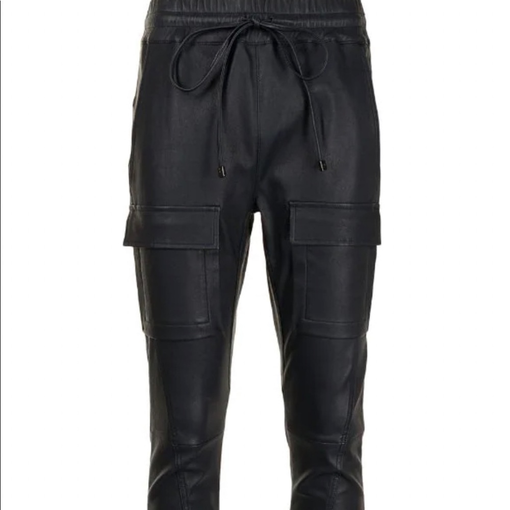 Manning Cartell Leather Drawstring Joggers - Cargo Pants black - USA size 4